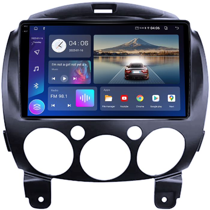 Navigatie dedicata Mazda 2 2007-2014, 4GB RAM 64GB ROM, Quad Core, Display 9" QLED 1K, Carplay, Android 14, Bluetooth, Magazin Play, Suport Camere AHD [4]