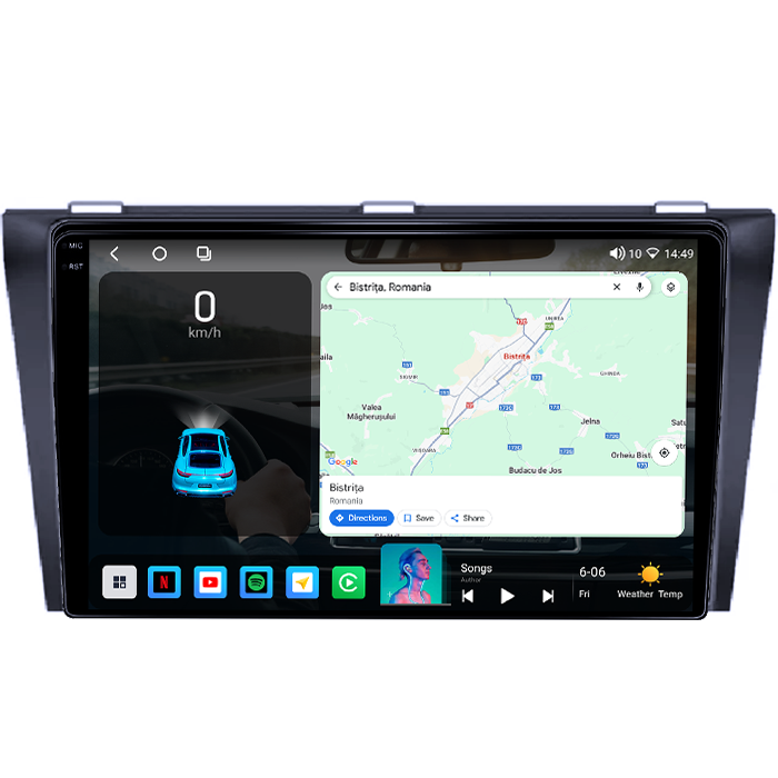 Navigatie dedicata Mazda 3 2004-2009, 4GB RAM 64GB ROM, Octacore, Android 14, Display QLED 1K 9", Carplay&Android Auto, SIM 4G, Ventilator Activ [3]