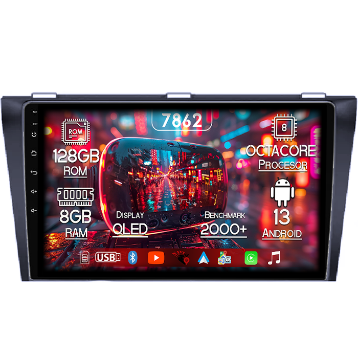 Navigatie dedicata Mazda 3 2004-2009, 8GB RAM 128GB ROM, Octacore, Platforma 7862,Android 13, Display QLED 9”, Suporta camera 360º, DSP, Carplay&Android Auto, SIM 4G, Ventilator Activ [1]