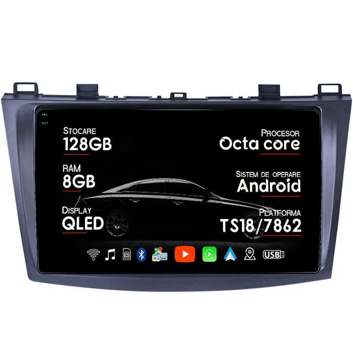 Navigatie dedicata Mazda 3 2010-2012, 8GB RAM 128GB ROM, Octacore, Platforma 7862, Android 14, Display QLED 9", Suporta camera 360", DSP, Carplay&Android Auto, SIM 4G, Ventilator Activ [1]