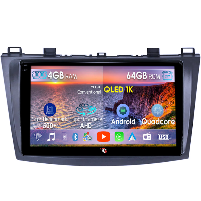 Navigatie dedicata Mazda 3 2013-2016, 4GB RAM 64GB ROM, Octacore, Android 14, Display QLED 1K 9", Carplay&Android Auto, SIM 4G, Ventilator Activ [1]