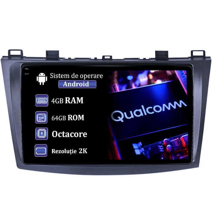 Navigatie dedicata Mazda 3 2013-2016, 4GB RAM 64GB ROM, Procesor Qualcomm Octacore, Android 14, Rezolutie 2K, Display QLED 9", DSP, Carplay&Android Auto, SIM 4G [1]