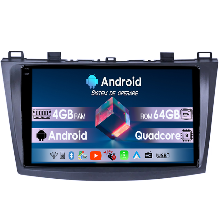 Navigatie dedicata Mazda 3 2013-2016, 4GB RAM 64GB ROM, Quadcore, Android 14, Display QLED 1K, 9", DSP, Carplay&Android Auto, Suport camere AHD [1]