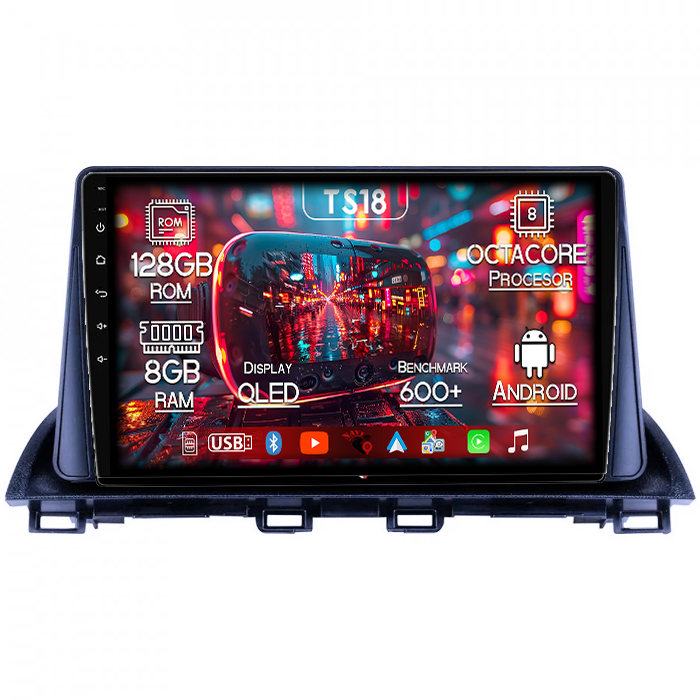 Navigatie dedicata Mazda 3 2013-2019, 8GB RAM 128GB ROM, Octacore, Platforma TS18, Android 14, Display QLED 9”, Suporta camera 360º, DSP, Carplay&Android Auto, SIM 4G, Ventilator Activ [1]