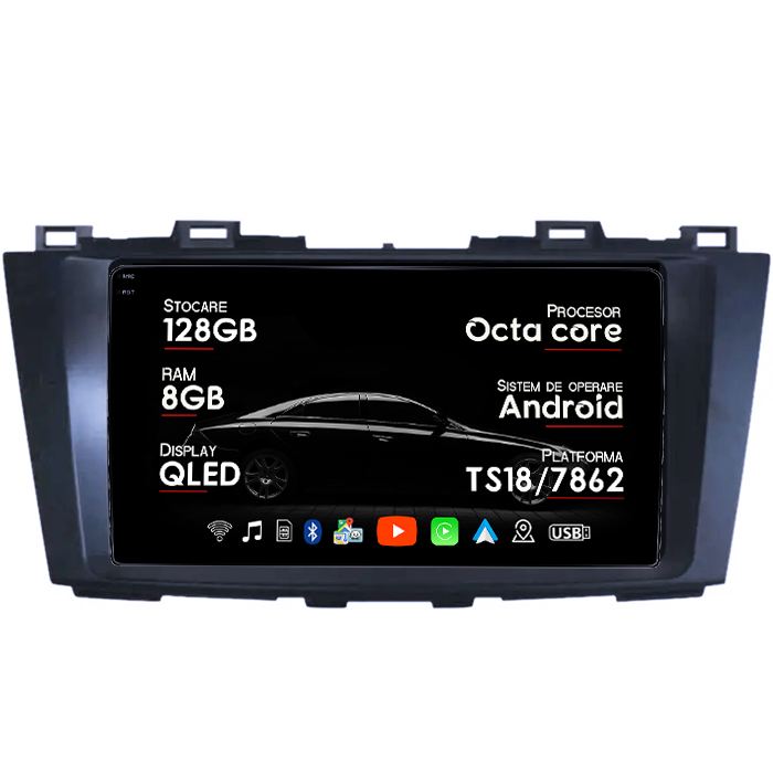 Navigatie dedicata Mazda 5 2010-2015, 8GB RAM 128GB ROM, Octacore, Platforma TS18, Android 14, Display QLED 9", Suporta camera 360", DSP, Carplay&Android Auto, SIM 4G, Ventilator Activ [1]