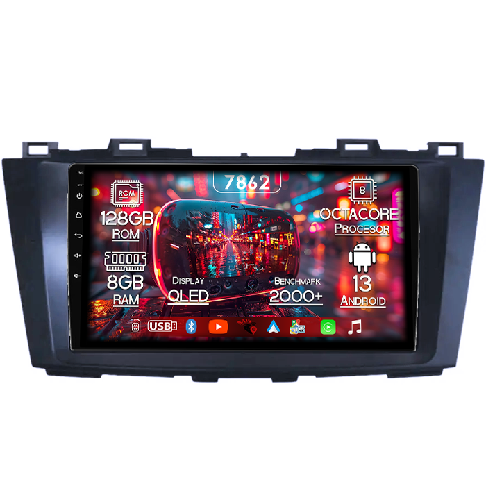 Navigatie dedicata Mazda 5 2010-2015, 8GB RAM 128GB ROM, Octacore, Platforma 7862,Android 13, Display QLED 9”, Suporta camera 360º, DSP, Carplay&Android Auto, SIM 4G, Ventilator Activ [1]
