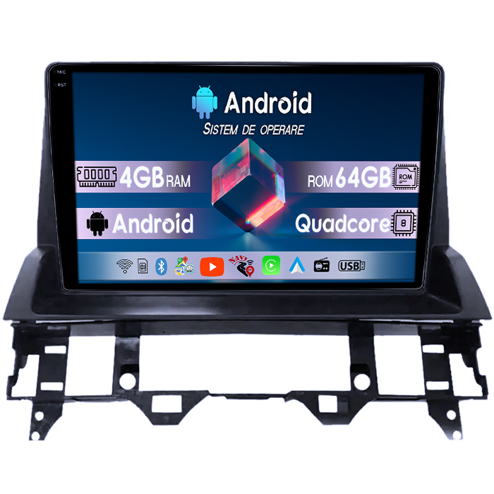 Navigatie dedicata Mazda 6 2002-2008, 4GB RAM 64GB ROM, Quad Core, Display 9" QLED 1K, Carplay, Android 14, Bluetooth, Magazin Play, Suport Camere AHD [1]