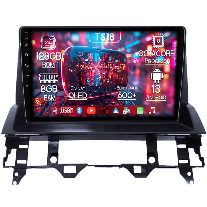Navigatie dedicata Mazda 6 2002-2008, 8GB RAM 128GB ROM, Octacore, Platforma TS18, Android 13, Display QLED 9”, Suporta camera 360º, DSP, Carplay&Android Auto, SIM 4G, Ventilator Activ [1]