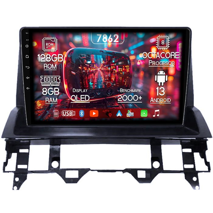 Navigatie dedicata Mazda 6 2002-2008, 8GB RAM 128GB ROM, Octacore, Platforma 7862,Android 13, Display QLED 9”, Suporta camera 360º, DSP, Carplay&Android Auto, SIM 4G, Ventilator Activ [1]