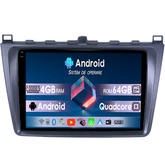 Navigatie dedicata Mazda 6 2008-2013, 4GB RAM 64GB ROM, Quadcore, Android 14, Display QLED 1K, 9", DSP, Carplay&Android Auto, , Suport Camere AHD [1]