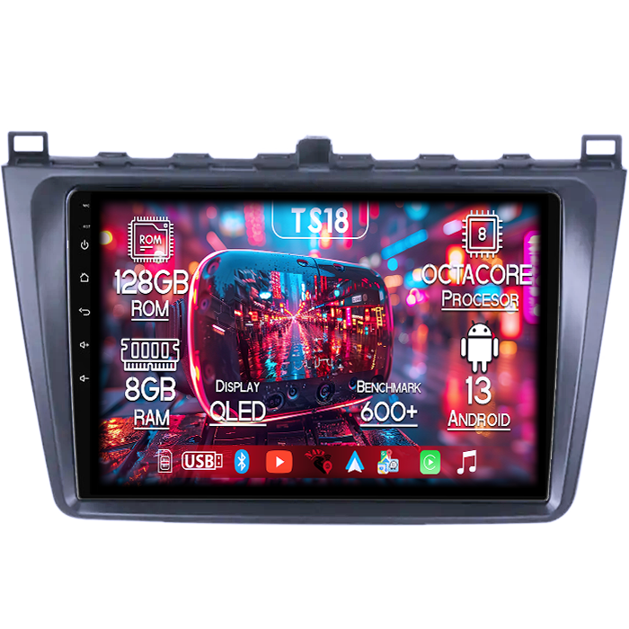 Navigatie dedicata Mazda 6 2008-2013, 8GB RAM 128GB ROM, Octacore, Platforma TS18, Android 13, Display QLED 9”, Suporta camera 360º, DSP, Carplay&Android Auto, SIM 4G, Ventilator Activ [1]