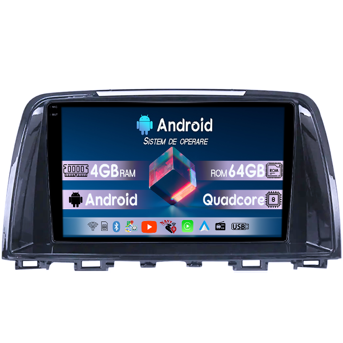 Navigatie dedicata Mazda 6 III 2012-2017, 4GB RAM 64GB ROM, Quadcore, Android 14, Display QLED 1K, 9", DSP, Carplay&Android Auto, Suport camere AHD [1]
