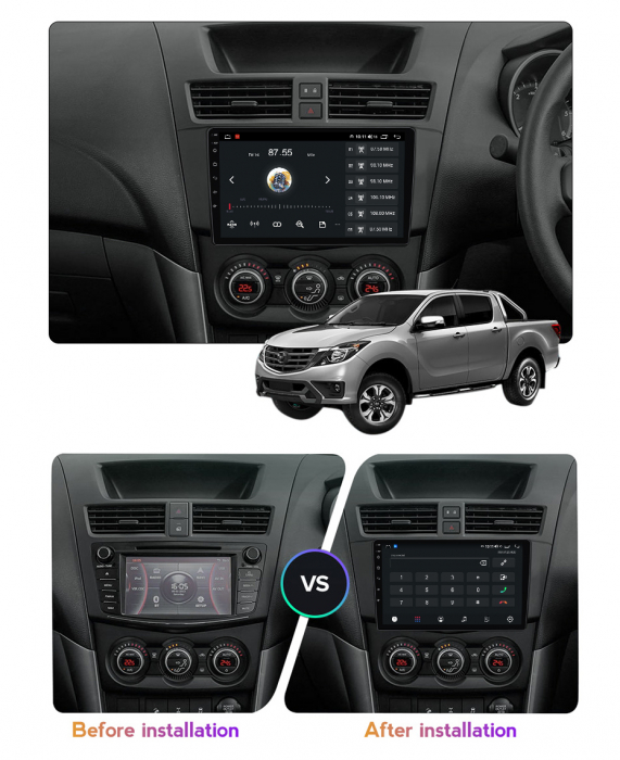 Navigatie dedicata Mazda BT-50 2011-2020, 4GB RAM 64GB ROM, Octacore, Android 13, Display QLED 9", DSP, Carplay, Android Auto, Internet, Youtube, Waze, WIFI, Bluetooth [5]