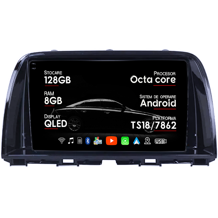 Navigatie dedicata Mazda CX-5 2012-2015, 8GB RAM 128GB ROM, Octacore, Platforma TS18, Android 14, Display QLED 9", Suporta camera 360", DSP, Carplay&Android Auto, SIM 4G, Ventilator Activ [1]