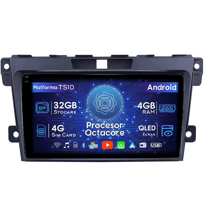Navigatie dedicata Mazda CX-7 2008-2015, 4GB RAM 32GB ROM, Octacore, Android 14, Display QLED 1K 9", DSP, Carplay&Android Auto, SIM 4G, Bluetooth, Ventilator Activ [1]