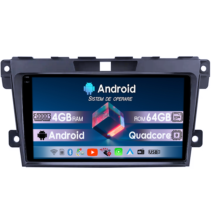 Navigatie dedicata Mazda CX 7 2008-2015, 4GB RAM 64GB ROM, Quad Core, Display 9" QLED 1K, Carplay, Android 14, Bluetooth, Magazin Play, Suport Camere AHD [1]
