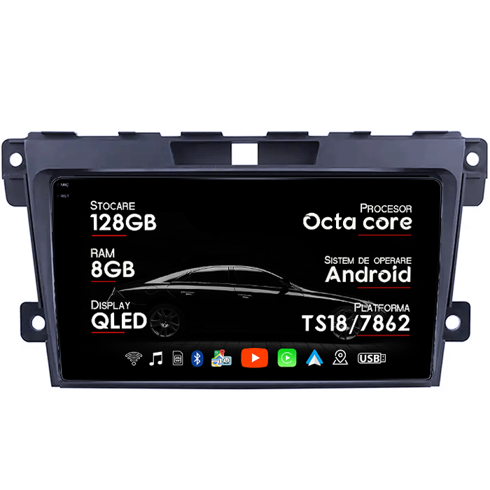 Navigatie dedicata Mazda CX 7 2008-2015, 8GB RAM 128GB ROM, Octacore, Platforma TS18, Android 14, Display QLED 9", Suporta camera 360", DSP, Carplay&Android Auto, SIM 4G, Ventilator Activ [1]