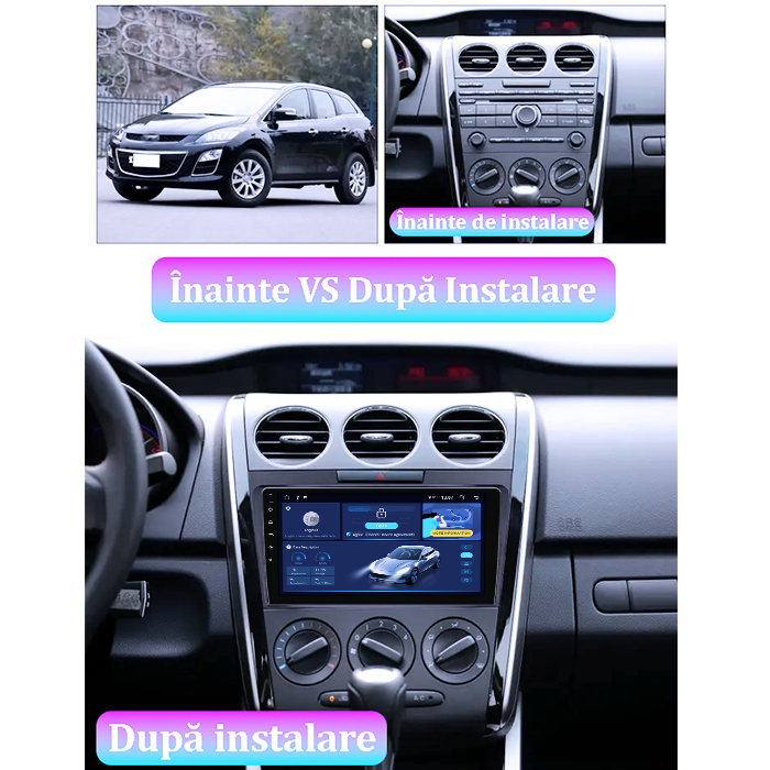 Navigatie dedicata Mazda CX 7 2008-2015, 8GB RAM 128GB ROM, Octacore, Platforma 7862,Android 13, Display QLED 9”, Suporta camera 360º, DSP, Carplay&Android Auto, SIM 4G, Ventilator Activ [5]