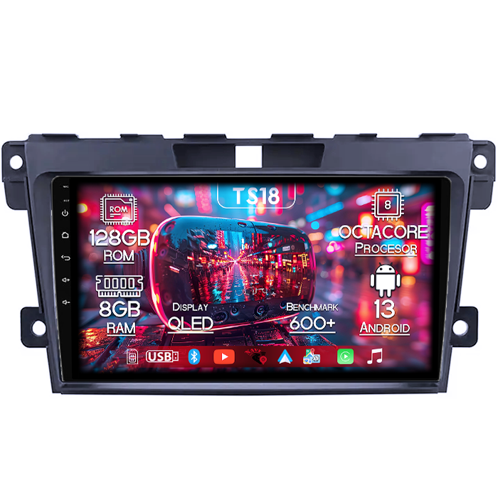 Navigatie dedicata Mazda CX 7 2008-2015, 8GB RAM 128GB ROM, Octacore, Platforma TS18, Android 13, Display QLED 9”, Suporta camera 360º, DSP, Carplay&Android Auto, SIM 4G, Ventilator Activ [1]
