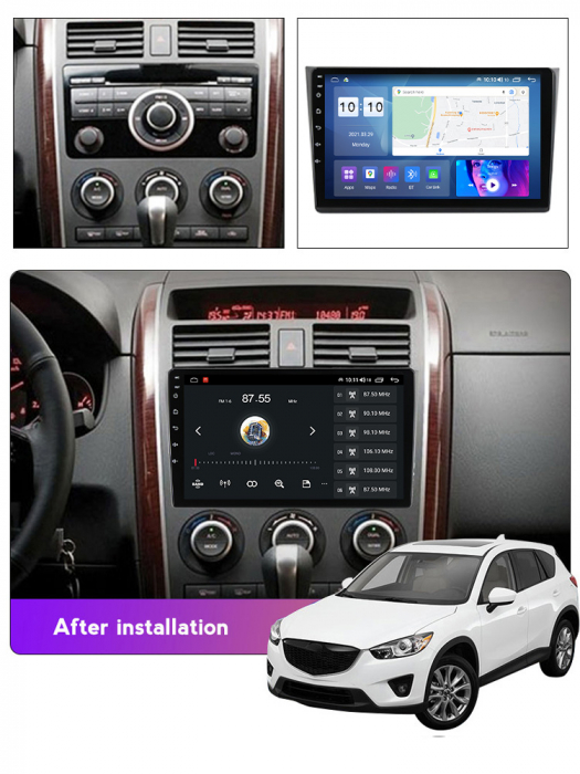 Navigatie dedicata Mazda CX-9 2006-2016, 4 GB RAM 32 ROM, Android 13, QLED, Display 10",DSP, Internet, Youtube , Waze , WI-FI , USB , Bluetooth , Mirrorlink [7]