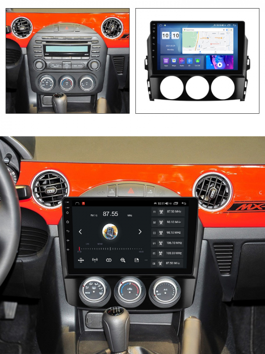 Navigatie dedicata Mazda MX-5 2008-2015, 4GB RAM 32 ROM, Android 13, Display QLED, 9",DSP, Carplay, Android Auto, Internet, Youtube , Waze , WI-FI , USB , Bluetooth , Mirrorlink [7]