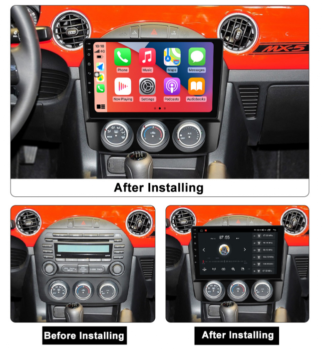 Navigatie dedicata Mazda MX-5 2008-2015, 4GB RAM 32 ROM, Android 13, Display QLED, 9",DSP, Carplay, Android Auto, Internet, Youtube , Waze , WI-FI , USB , Bluetooth , Mirrorlink [6]