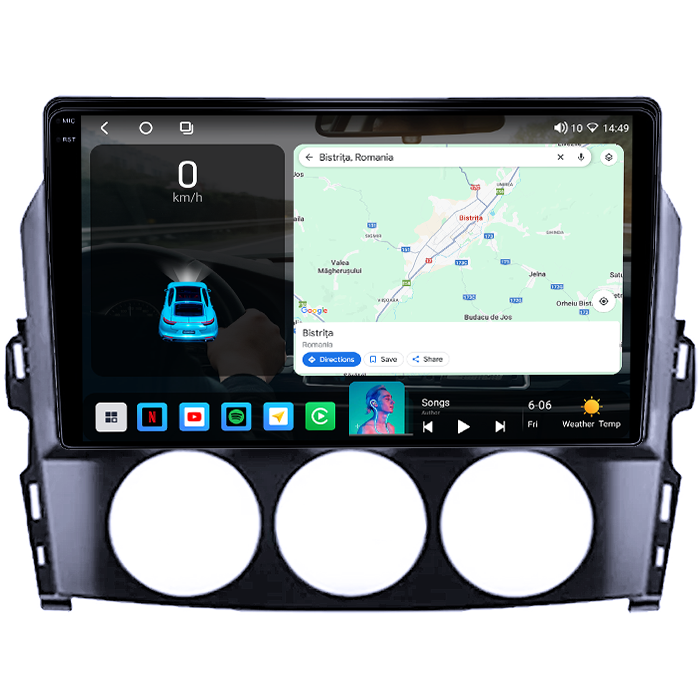 Navigatie dedicata Mazda MX-5 2008-2015, 4GB RAM 64GB ROM, Octacore, Android 14, Display QLED 1K 9", Carplay&Android Auto, SIM 4G, Ventilator Activ [2]