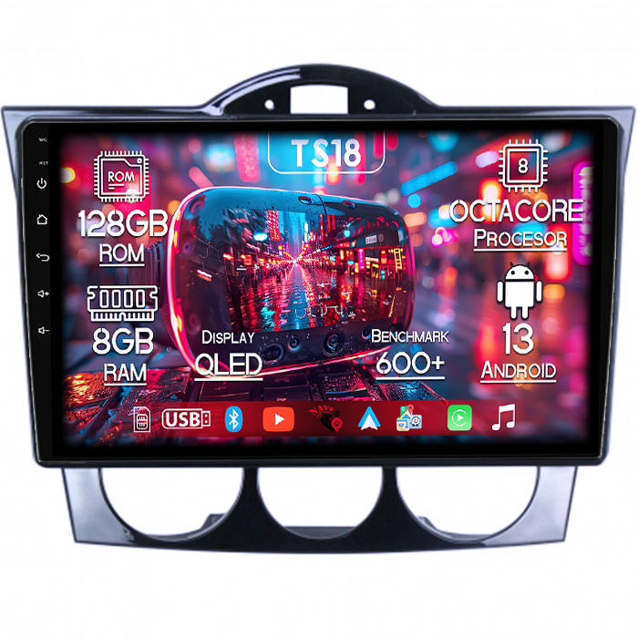 Navigatie dedicata Mazda RX-8 2008-2021, 8GB RAM 128GB ROM, Octacore, Platforma TS18, Android 13, Display QLED 9”, Suporta camera 360º, DSP, Carplay&Android Auto, SIM 4G, Ventilator Activ [1]