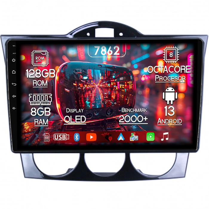 Navigatie dedicata Mazda RX-8 2008-2021, 8GB RAM 128GB ROM, Octacore, Platforma 7862,Android 13, Display QLED 9”, Suporta camera 360º, DSP, Carplay&Android Auto, SIM 4G, Ventilator Activ [1]