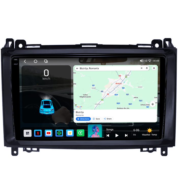 Navigatie dedicata Mercedes-Benz, 4GB RAM 64GB ROM, Procesor Qualcomm Octacore, Android 14, Rezolutie 2K, Display QLED 9", DSP, Carplay&Android Auto, SIM 4G [2]