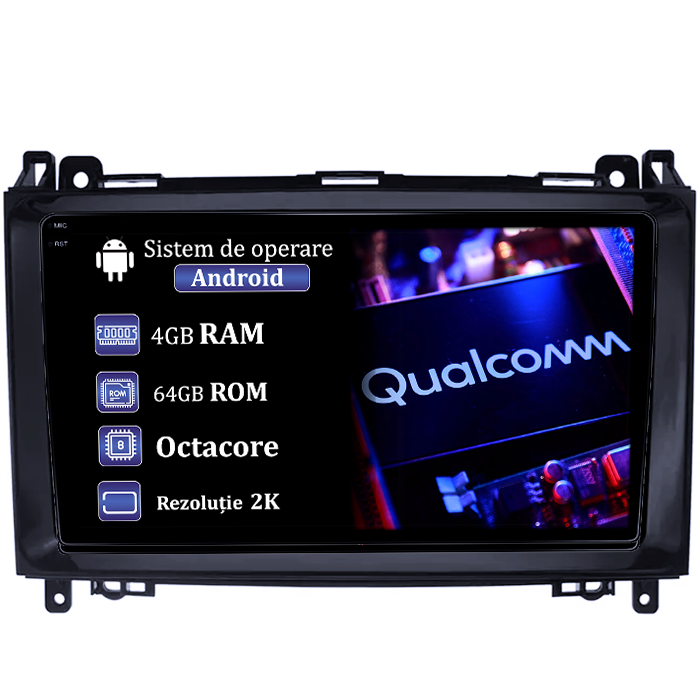 Navigatie dedicata Mercedes-Benz, 4GB RAM 64GB ROM, Procesor Qualcomm Octacore, Android 14, Rezolutie 2K, Display QLED 9", DSP, Carplay&Android Auto, SIM 4G [1]