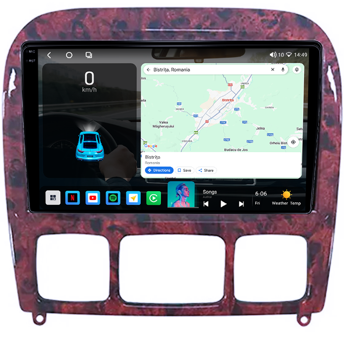 Navigatie dedicata Mercedes-Benz S-class, 12GB RAM 256GB ROM, Android 14, Rezolutie 2K, Display QLED, 9", DSP, Carplay, Android Auto, Internet, Youtube, Waze, Wi Fi, USB [2]