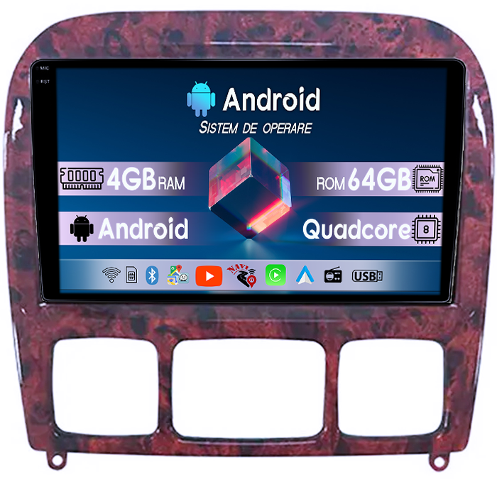 Navigatie dedicata Mercedes-Benz S-class, 4 GB RAM 64GB ROM, Android 14, Display QLED 1K, 9", DSP, Carplay, Android Auto, Internet, Youtube,Waze,Wi Fi,Usb,Bluetooth [4]
