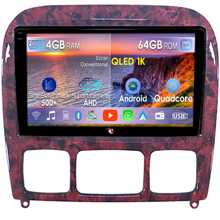 Navigatie dedicata Mercedes-Benz S-class, 4GB RAM 64GB ROM, Octacore, Android 14, Display QLED 1K 9", Carplay&Android Auto, SIM 4G, Ventilator Activ [1]