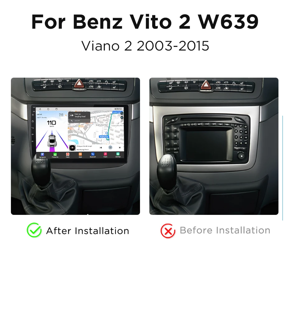 Navigatie dedicata Mercedes-Benz Vito 2003-2006, 4GB RAM 32GB ROM, Octacore, Android 14, Display QLED  9", DSP, Carplay&Android Auto, SIM 4G, Bluetooth, Ventilator Activ [5]