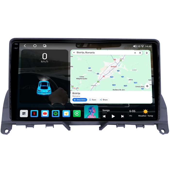 Navigatie dedicata Mercedes Benz C-Clas W204 2006-2012, 4GB RAM 64GB ROM, Octacore, Android 14, Display QLED 1K 9", Carplay&Android Auto, SIM 4G, Ventilator Activ [2]