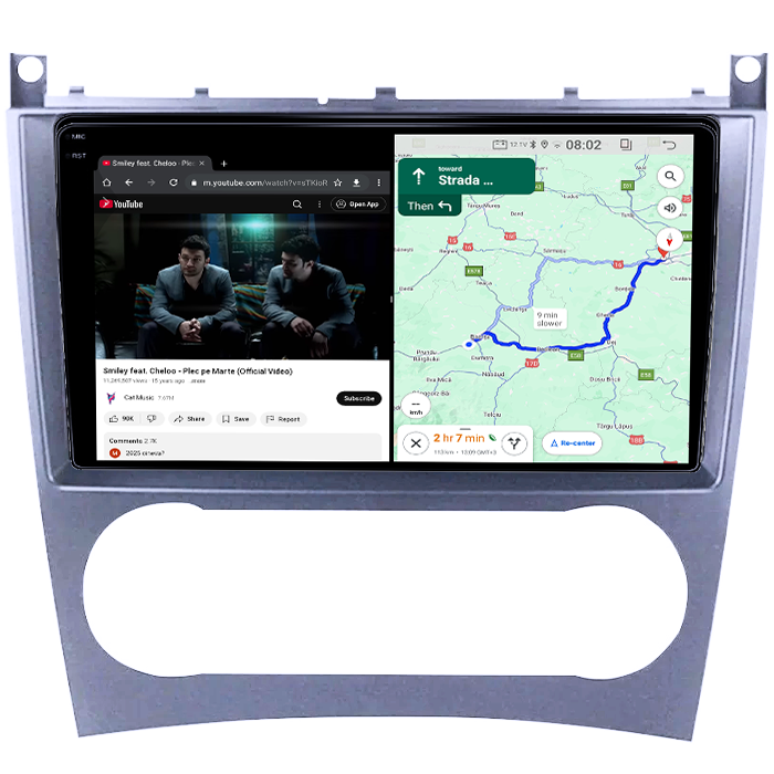 Navigatie dedicata Mercedes C-Class W203 2003-2007, 4GB RAM 64GB ROM, Quadcore, Android 14, Display QLED 1K, 9", DSP, Carplay&Android Auto, Suport camere AHD [7]