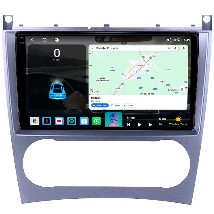Navigatie dedicata Mercedes C-Class W203/ CLK C209 2004-2007 2 Usi, 4GB RAM 32GB ROM, Octacore, Android 14, Display QLED  9", DSP, Carplay&Android Auto, SIM 4G, Bluetooth, Ventilator activ [2]