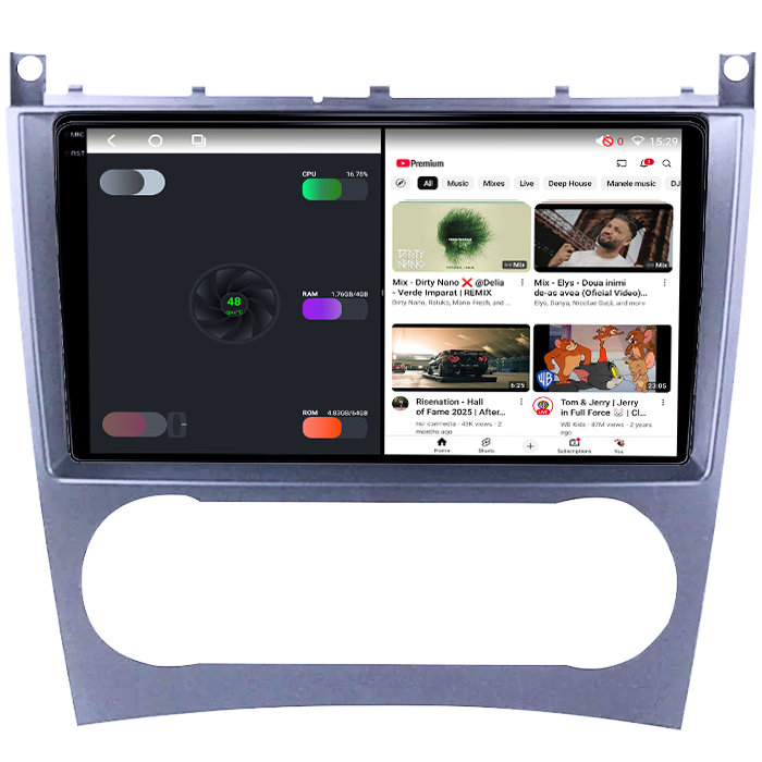 Navigatie dedicata Mercedes C-Class W203/ CLK C209 2004-2007 2 Usi, 4GB RAM 32GB ROM, Octacore, Android 14, Display QLED  9", DSP, Carplay&Android Auto, SIM 4G, Bluetooth, Ventilator activ [3]