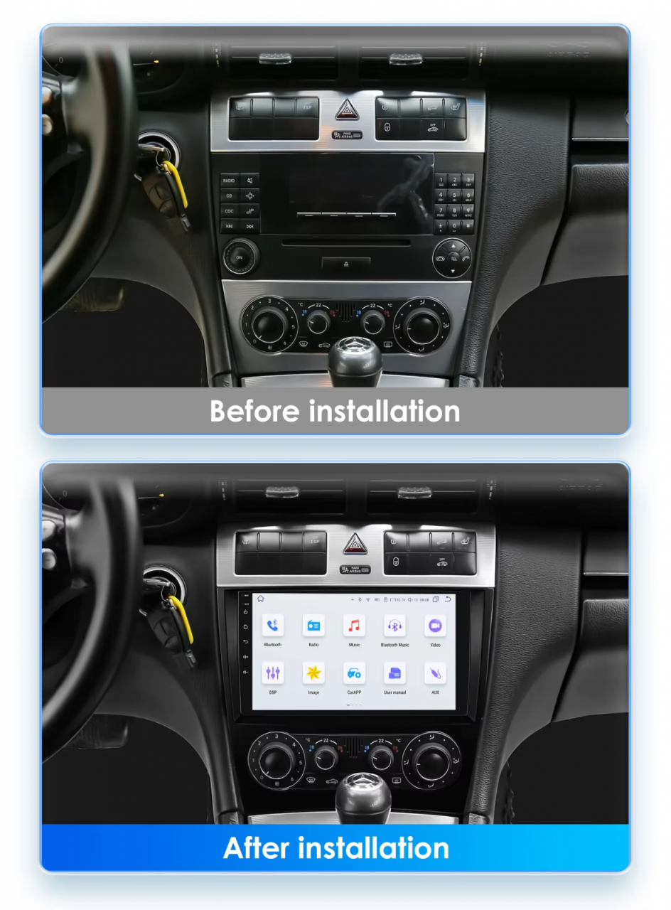 Navigatie dedicata Mercedes C-Class W203/ CLK C209 2004-2007 2 Usi, 4GB RAM 64GB ROM, Quad Core, Display 9" QLED  Carplay, Android 14, Bluetooth, Magazin [5]