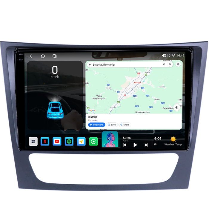 Navigatie dedicata Mercedes E Class W211, CLS W219, 4GB RAM 64GB ROM, Procesor Qualcomm Octacore, Android 14, Rezolutie 2K, Display QLED 9", DSP, Carplay&Android Auto, SIM 4G [2]