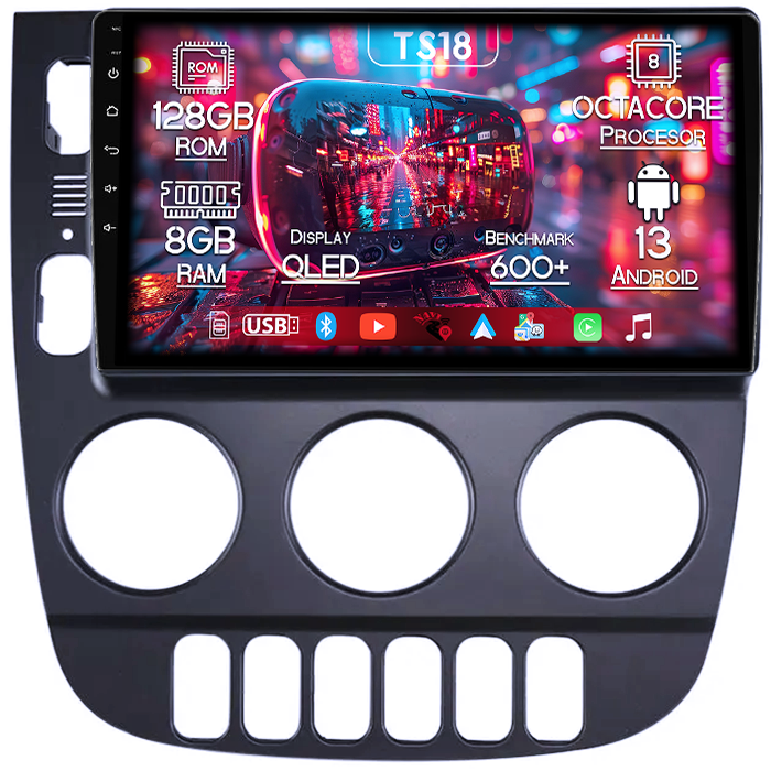 Navigatie dedicata Mercedes ML W163 2001 - 2005, 8GB RAM 128GB ROM, Octacore, Platforma TS18, Android 13, Display QLED 9”, Suporta camera 360º, DSP, Carplay&Android Auto, SIM 4G, Ventilator Activ [1]