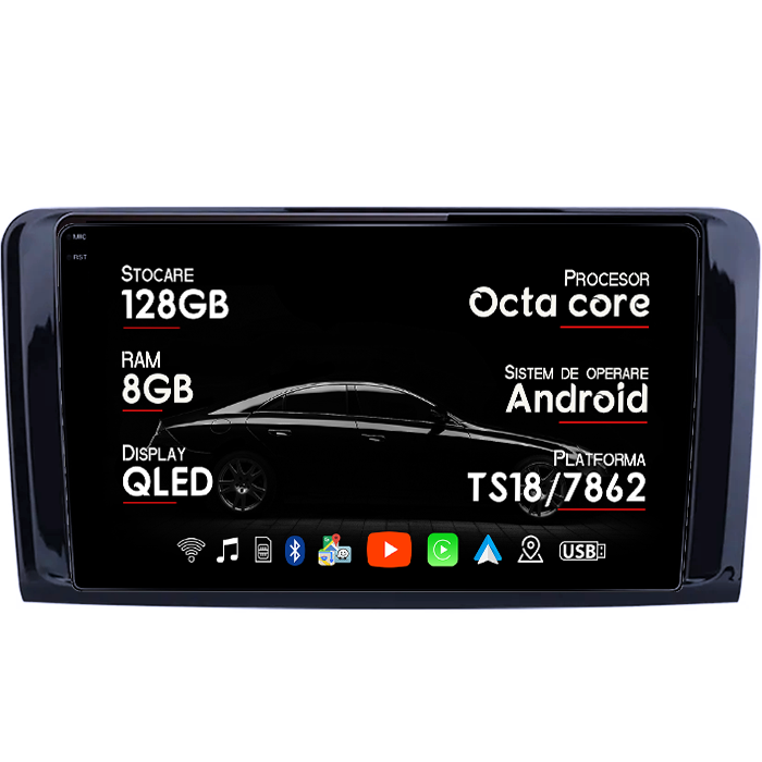 Navigatie dedicata Mercedes ML W164, 8GB RAM 128GB ROM, Octacore, Platforma TS18, Android 14, Display QLED 9", Suporta camera 360", DSP, Carplay&Android Auto, SIM 4G, Ventilator Activ [1]