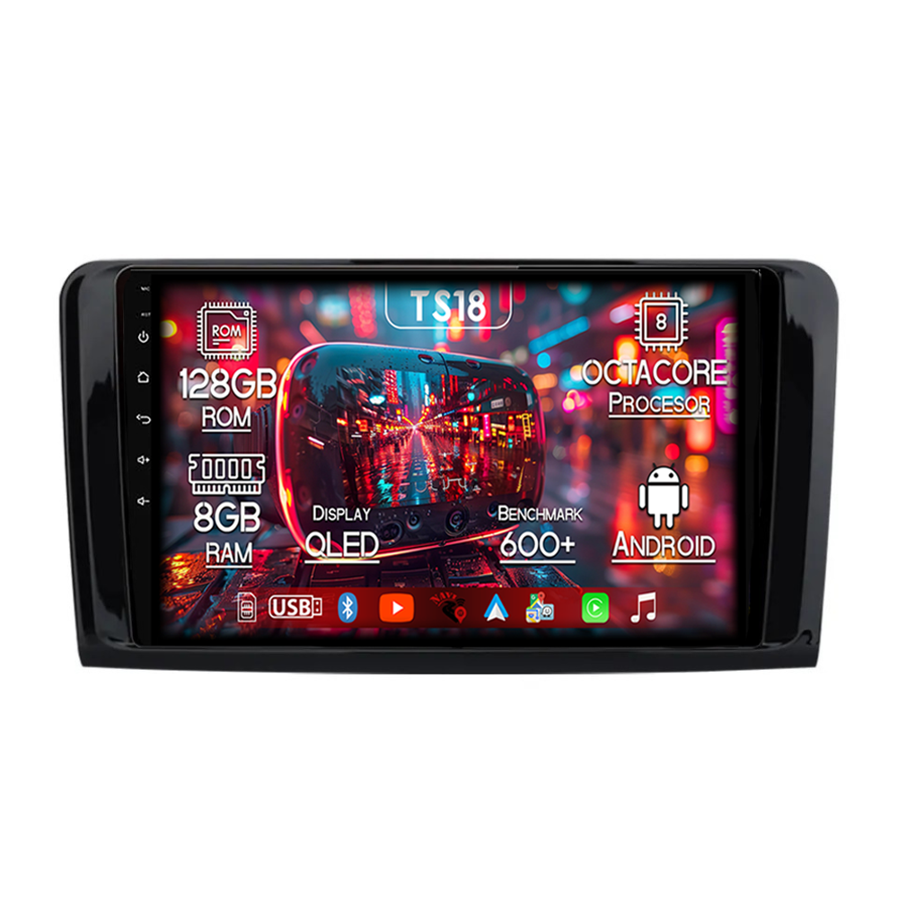 Navigatie dedicata Mercedes ML W164, 8GB RAM 128GB ROM, Octacore, Platforma TS18, Android 13, Display QLED 9”, Suporta camera 360º, DSP, Carplay&Android Auto, SIM 4G, Ventilator Activ [1]