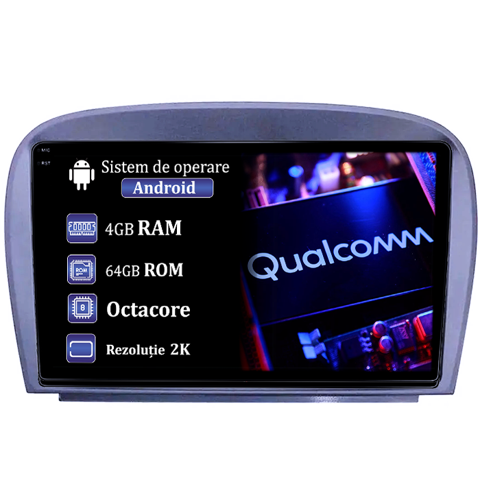 Navigatie dedicata Mercedes SL W230 2004-2011 A-W230, 4GB RAM 64GB ROM, Procesor Qualcomm Octacore, Android 14, Rezolutie 2K, Display QLED 9", DSP, Carplay&Android Auto, SIM 4G [1]