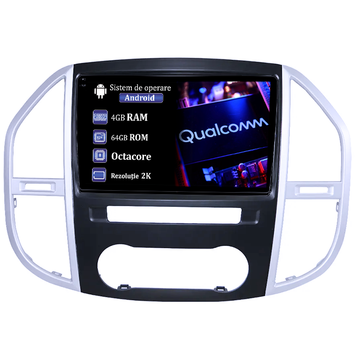 Navigatie dedicata Mercedes Vito 3, 4GB RAM 64GB ROM, Procesor Qualcomm Octacore, Android 14, Rezolutie 2K, Display QLED 10", DSP, Carplay&Android Auto, SIM 4G [1]