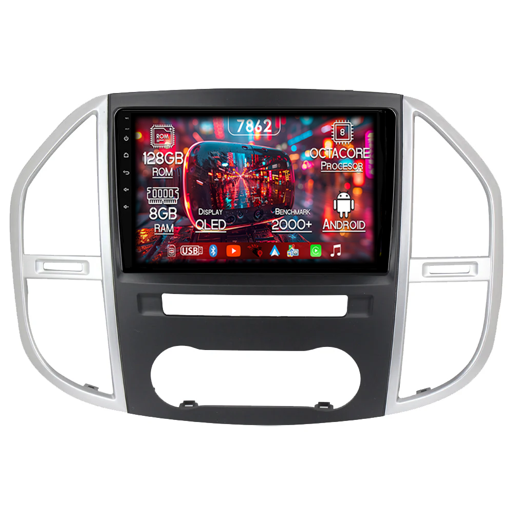 Navigatie dedicata Mercedes Vito 3, 8GB RAM 128GB ROM, Octacore, Platforma 7862,Android 13, Display QLED 9”, Suporta camera 360º, DSP, Carplay&Android Auto, SIM 4G, Ventilator Activ [1]