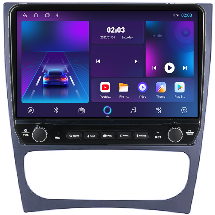 Navigatie dedicata Mercedes w203 Tesla cu butoane rotative model 2024, 4GB RAM 64GB ROM, Procesor Quadcore, Android 14, Display QLED 10", DSP, Carplay&Android Auto [5]