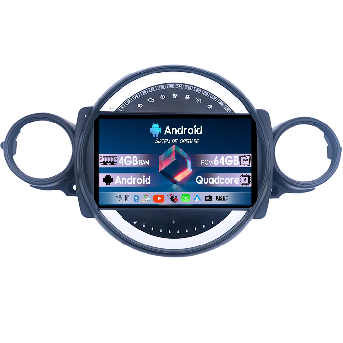 Navigatie dedicata Mini Cooper 2007-2015, 4GB RAM 64GB ROM, Quad Core, Display 9" QLED 1K, Carplay, Android 14, Bluetooth, Magazin Play, Suport Camere AHD [1]
