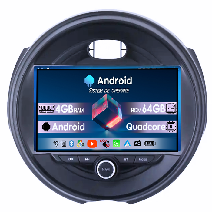 Navigatie dedicata Mini Cooper 2015-2019, 4GB RAM 64GB ROM, Quad Core, Display 9" QLED 1K, Carplay, Android 14, Bluetooth, Magazin Play, Suport Camere AHD [1]